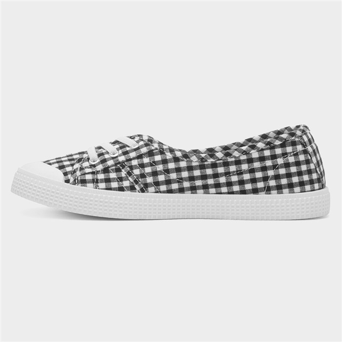 Womens Black & White Slip On Canvas Shoe