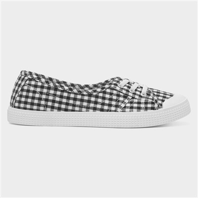 Womens Black & White Slip On Canvas Shoe