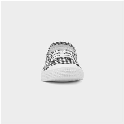 Womens Black & White Slip On Canvas Shoe