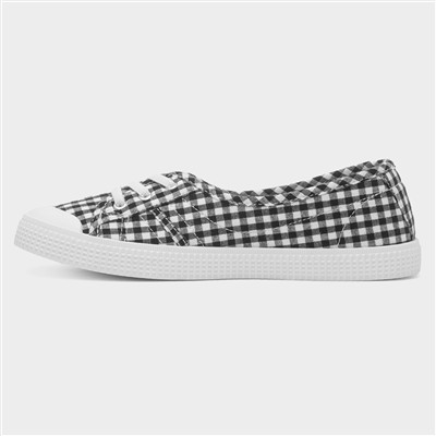 Womens Black & White Slip On Canvas Shoe