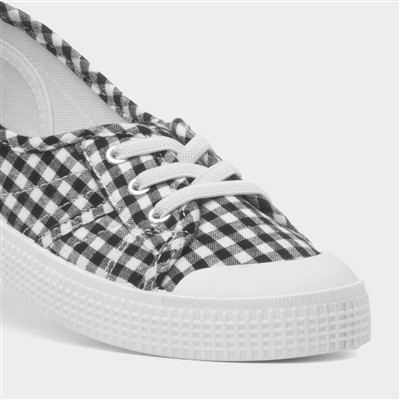 Womens Black & White Slip On Canvas Shoe