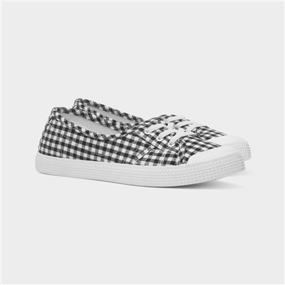 Womens Black & White Slip On Canvas Shoe