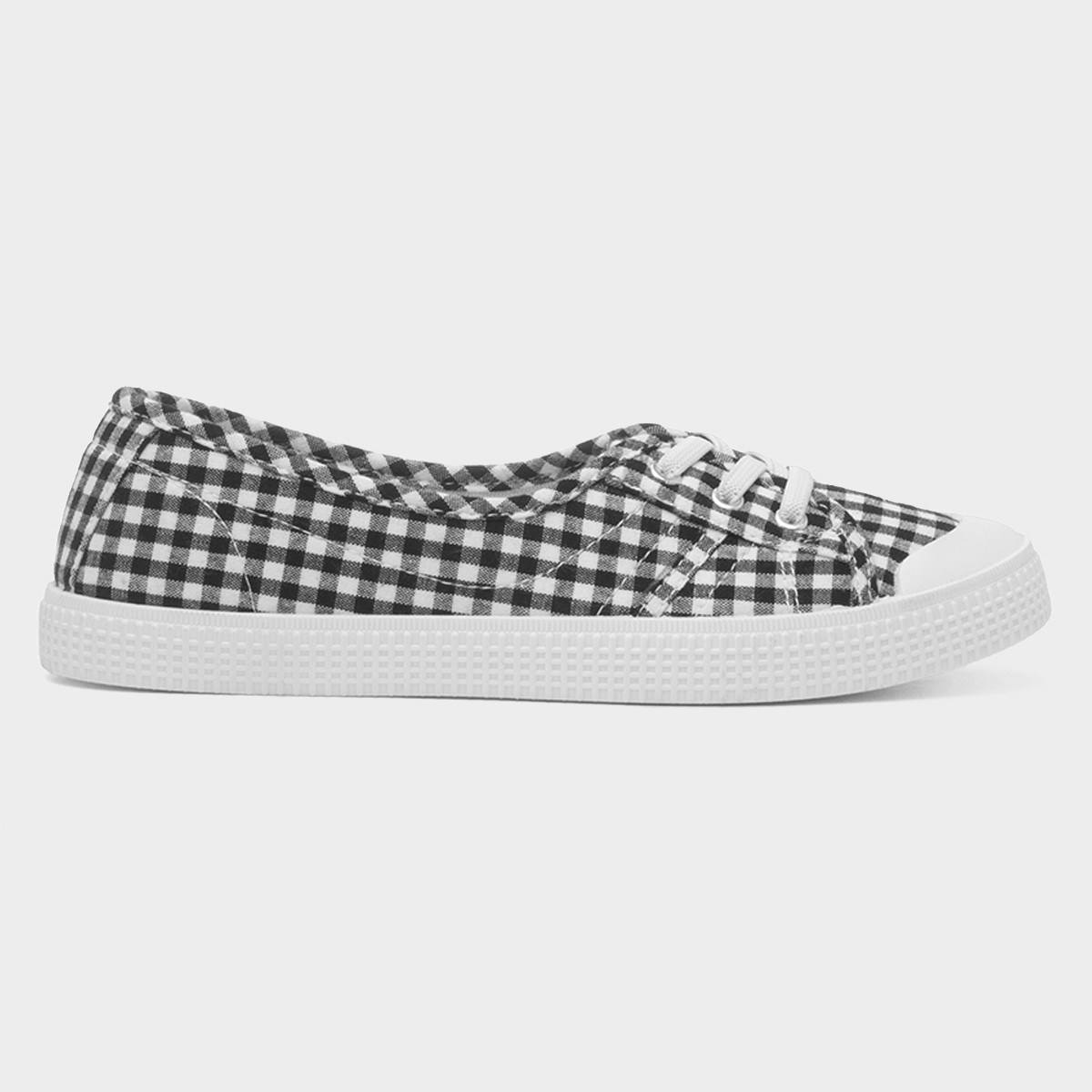 Womens Black & White Slip On Canvas Shoe