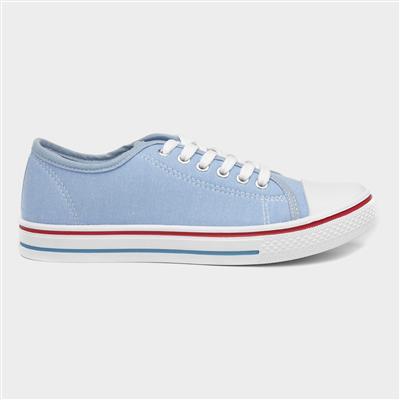 Womens Blue Lace Up Canvas Pump