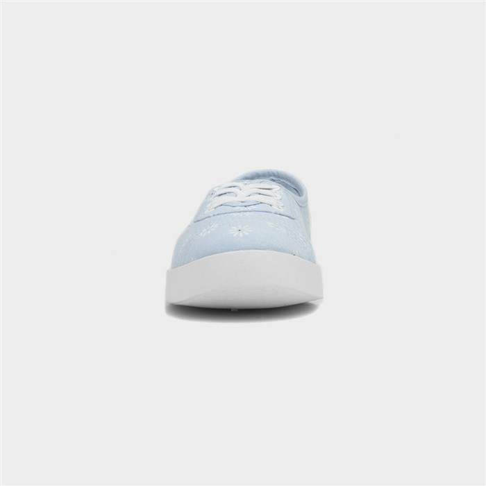 Womens Blue Daisy Print Slip On Canvas Shoe
