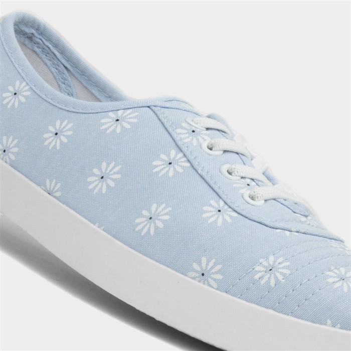 Womens Blue Daisy Print Slip On Canvas Shoe
