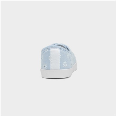 Womens Blue Daisy Print Slip On Canvas Shoe