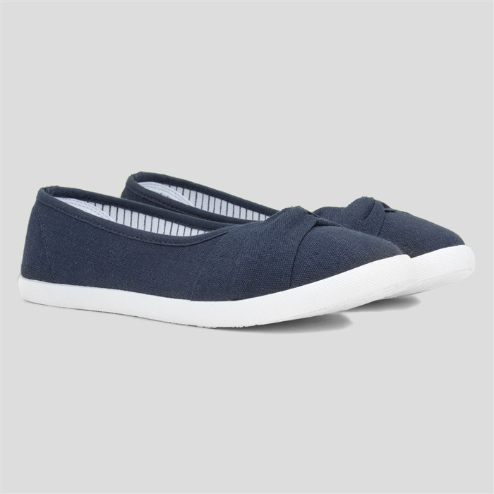 Womens Navy Slip On Canvas Shoe