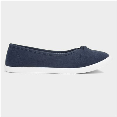 Womens Navy Slip On Canvas Shoe