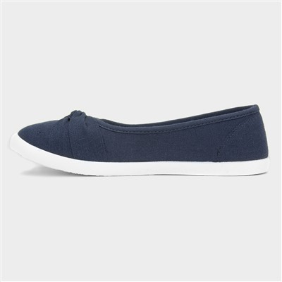 Womens Navy Slip On Canvas Shoe