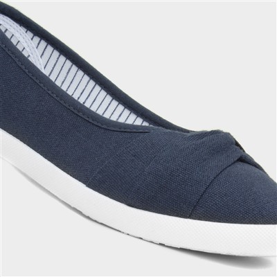 Womens Navy Slip On Canvas Shoe