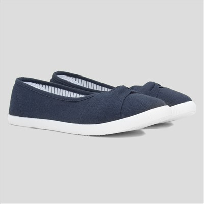 Womens Navy Slip On Canvas Shoe