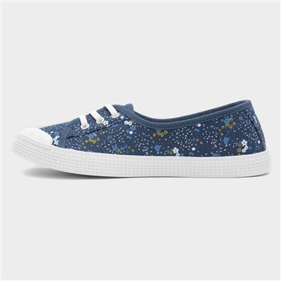 Phoebe Womens Blue Flower Print Canvas