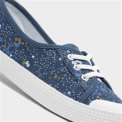 Phoebe Womens Blue Flower Print Canvas