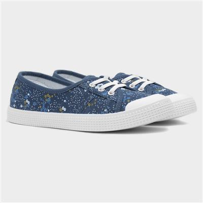 Phoebe Womens Blue Flower Print Canvas
