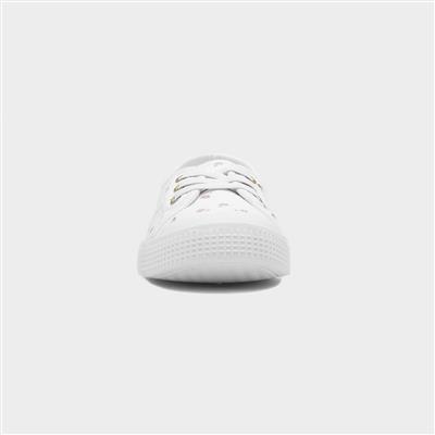 Phoebe Womens White Flower Print Canvas