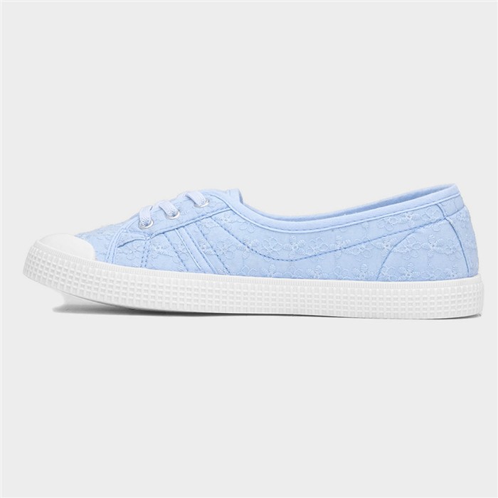 Womens Blue Floral Slip On Canvas Shoe