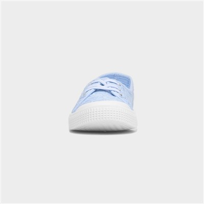 Womens Blue Floral Slip On Canvas Shoe