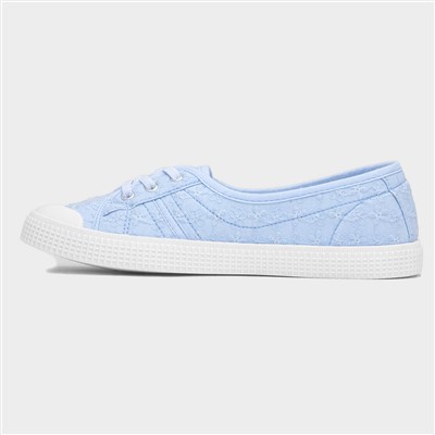 Womens Blue Floral Slip On Canvas Shoe