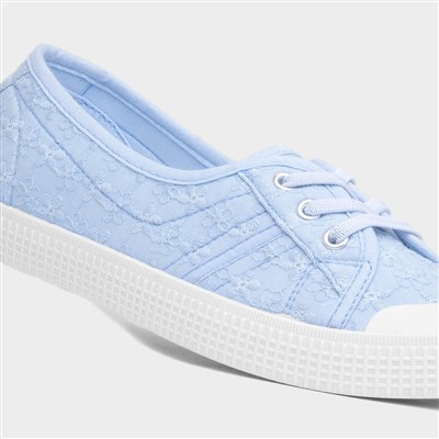 Womens Blue Floral Slip On Canvas Shoe