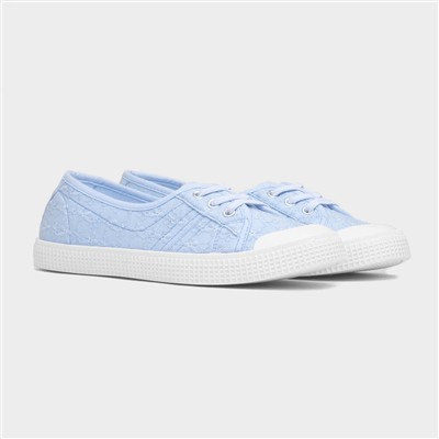 Womens Blue Floral Slip On Canvas Shoe