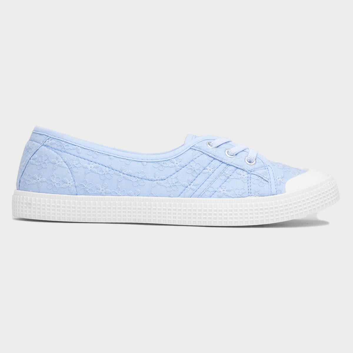 Womens Blue Floral Slip On Canvas Shoe