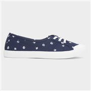 Lilley Womens Navy Daisy Slip On Canvas Shoe (Click For Details)