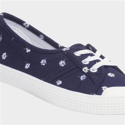 Phoebe Womens Navy Daisy Print Canvas