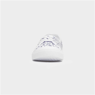 Women's White Floral Slip On Canvas Shoe