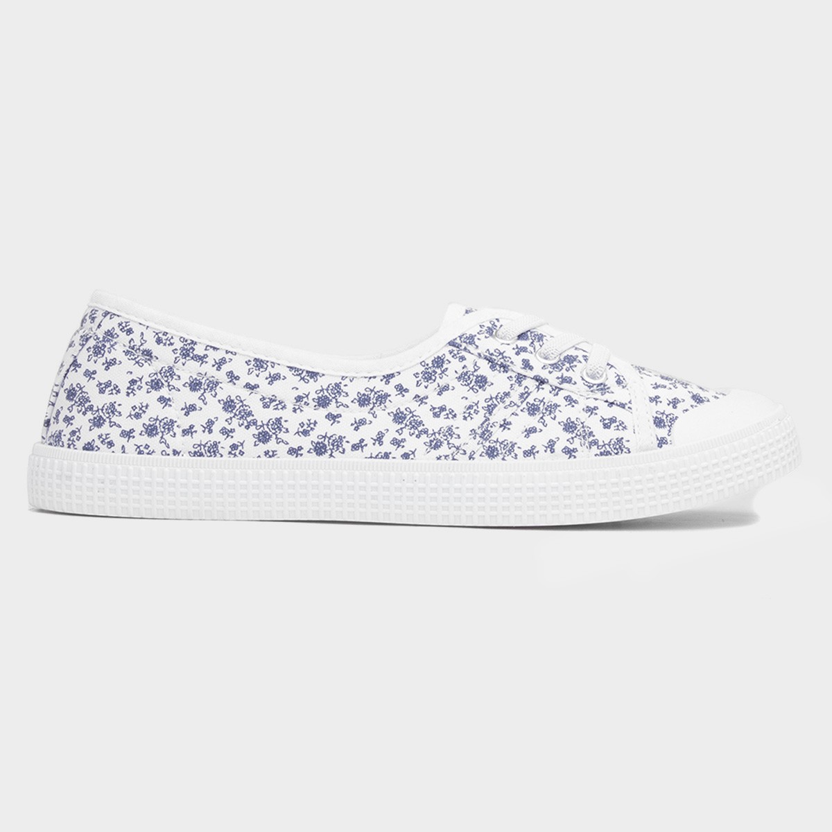 Women's White Floral Slip On Canvas Shoe