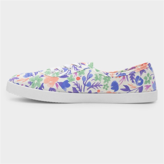 Womens Multi Floral Slip On Canvas Shoe