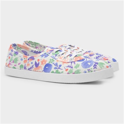 Womens Multi Floral Slip On Canvas Shoe