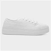 Lilley Womens White Floral Platform Canvas Shoe (Click For Details)