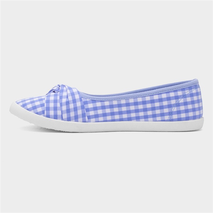Womens Blue & White Slip On Canvas Shoe