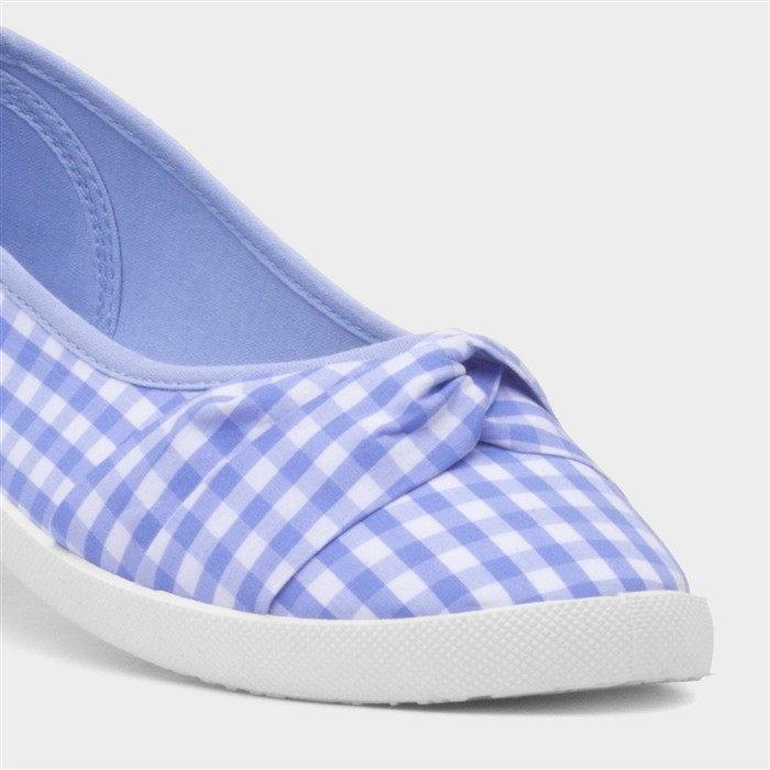 Womens Blue & White Slip On Canvas Shoe