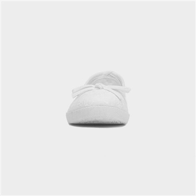Womens White Slip On Ballerina Canvas Shoe