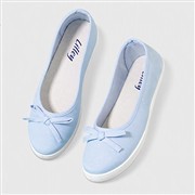 Lilley Womens Blue Slip On Ballerina Canvas Shoe (Click For Details)