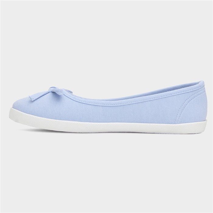 Womens Blue Slip On Ballerina Canvas Shoe