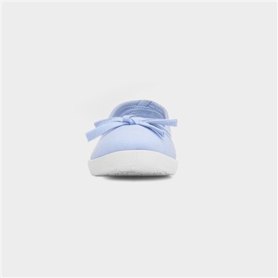 Womens Blue Slip On Ballerina Canvas Shoe