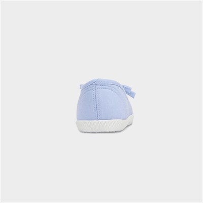 Womens Blue Slip On Ballerina Canvas Shoe
