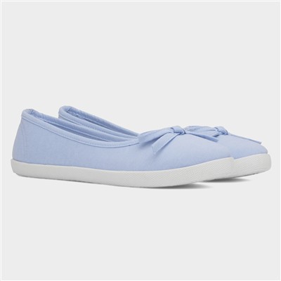 Womens Blue Slip On Ballerina Canvas Shoe