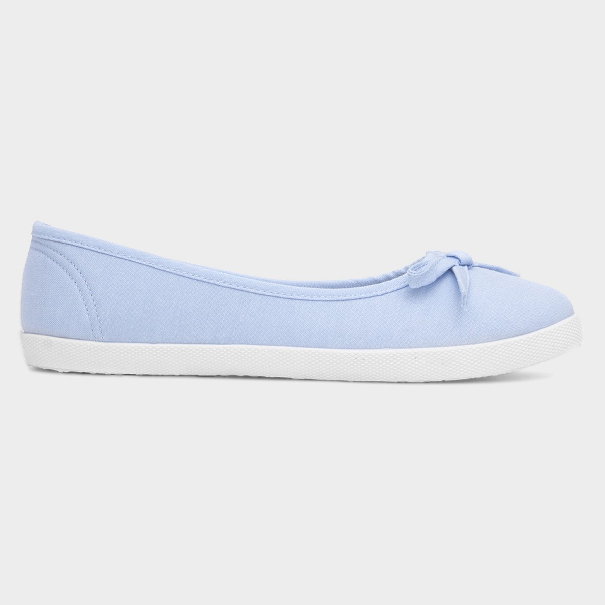 Womens Blue Slip On Ballerina Canvas Shoe
