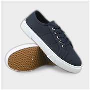 Lilley Womens Navy Lace Up Casual Canvas Shoe (Click For Details)