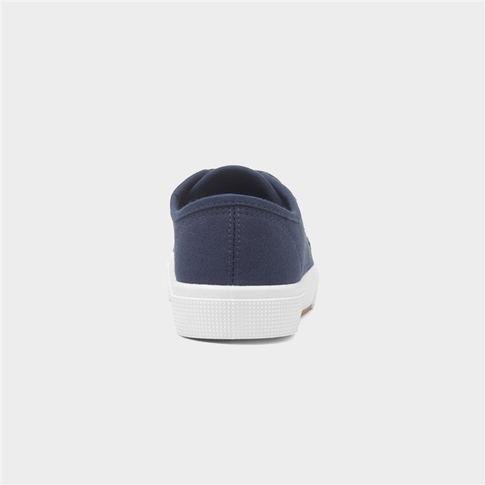 Womens Navy Lace Up Casual Canvas Shoe