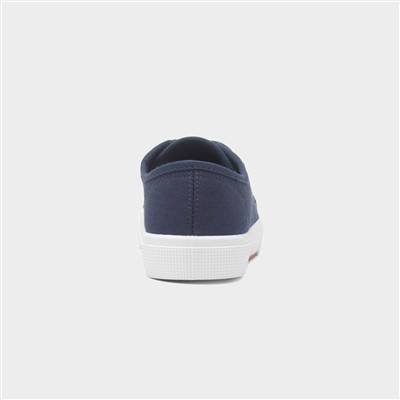 Womens Navy Lace Up Casual Canvas Shoe