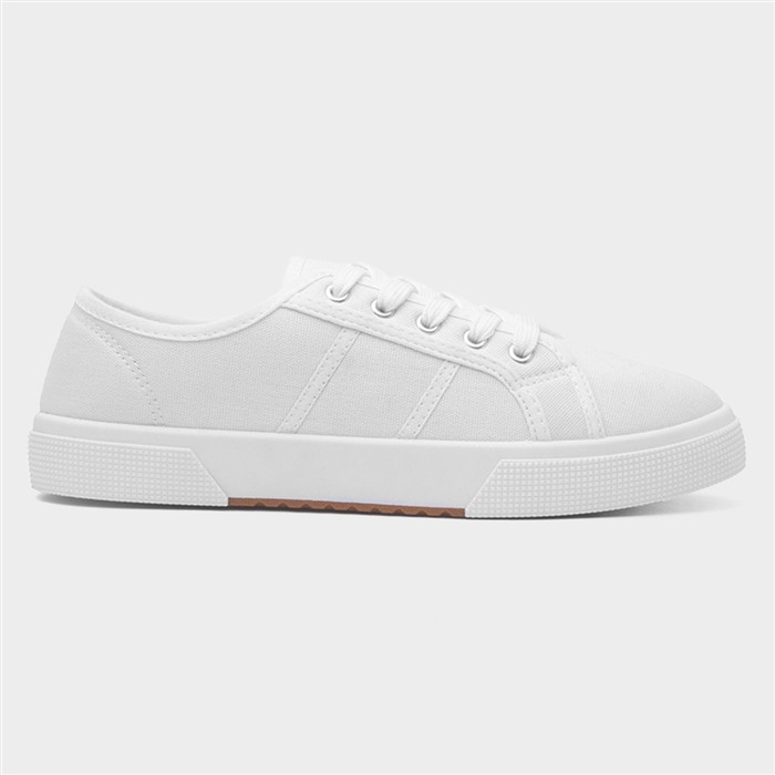 Womens White Lace Up Casual Canvas Shoes