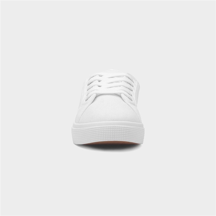 Womens White Lace Up Casual Canvas Shoes