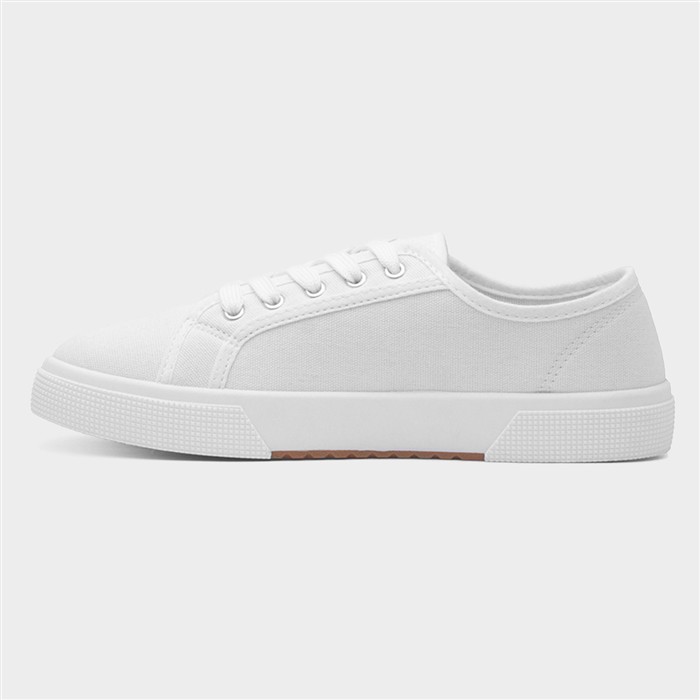 Womens White Lace Up Casual Canvas Shoes
