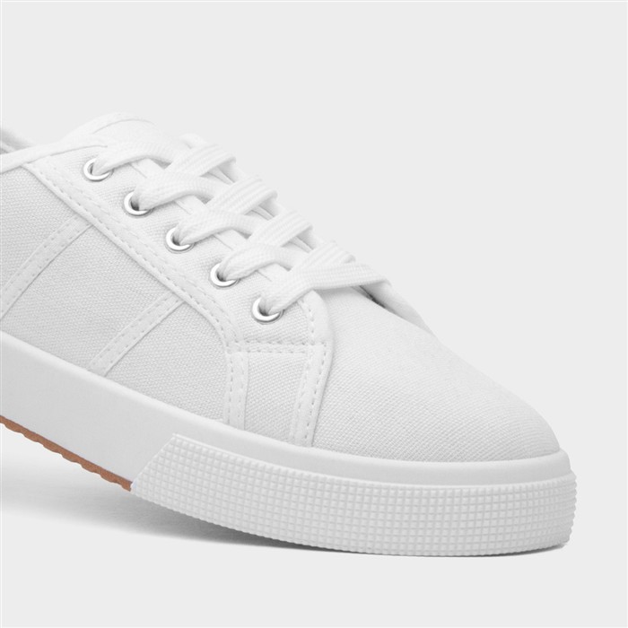 Womens White Lace Up Casual Canvas Shoes