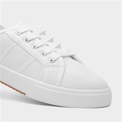 Womens White Lace Up Canvas